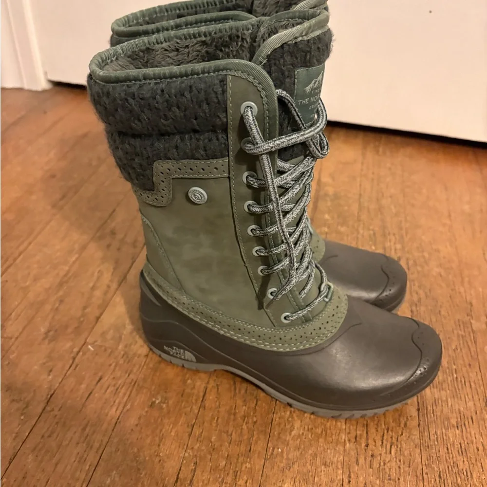 The North Face Women's Olive and Dark Brown Shellista II Winter Boots - Picture 2 of 5